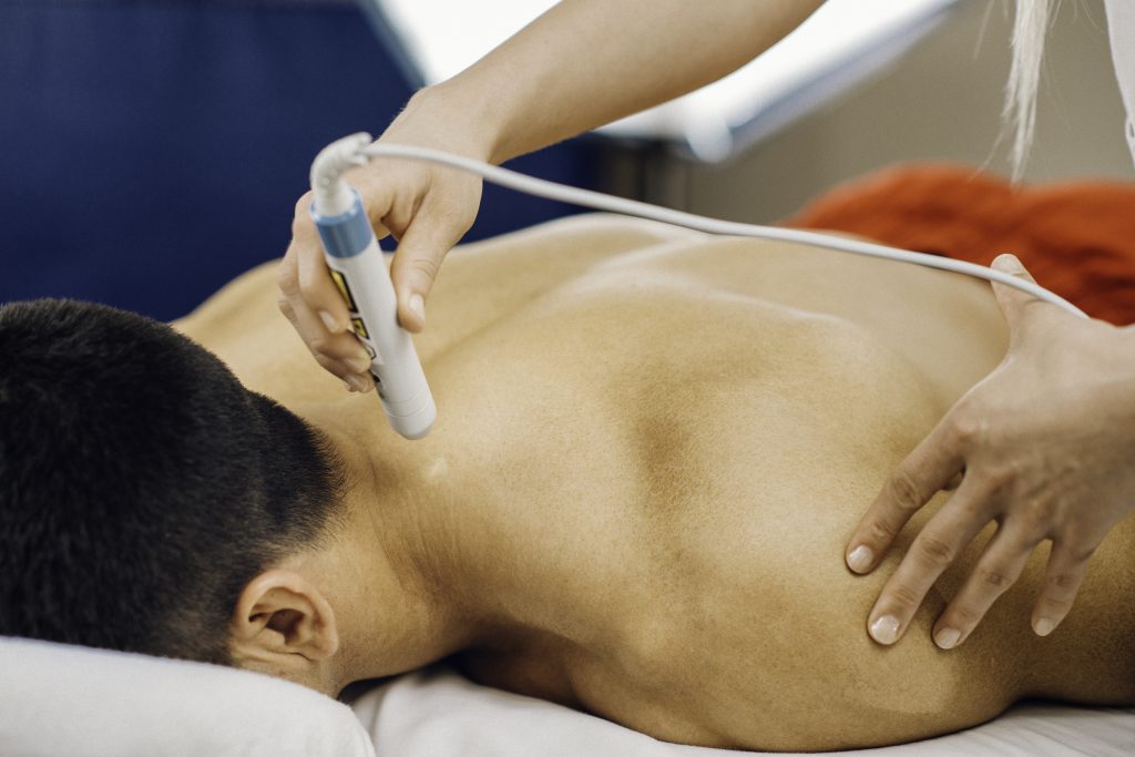 Patient receiving ProFractional therapy on back skin.
