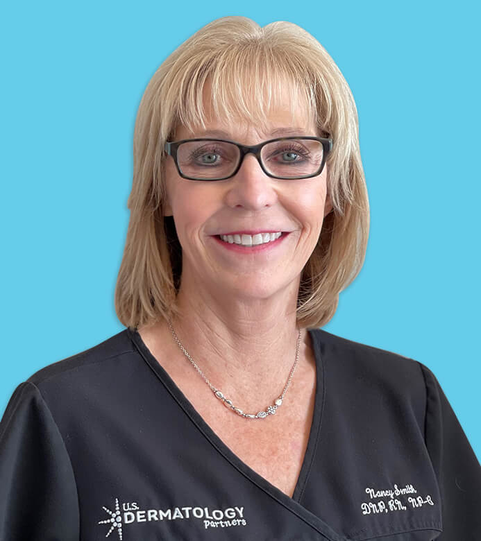 Nancy Smith is a Certified Nurse Practitioner seeing patients in Fort Worth and Weatherford, Texas at U.S. Dermatology Partners.
