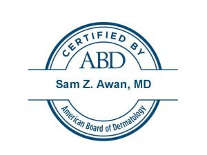 Sam Awan, MD - Board Certified Dermatologist Badge - from American Academy of Dermatology to Sam Awan, MD