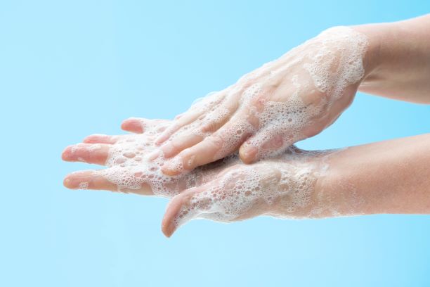 Closeup of someone washing hands