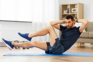 Woman with healthy skin exercising