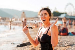 woman with sunburn
