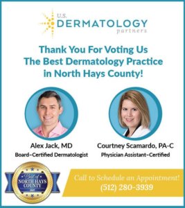 U.S. Dermatology Partners Kyle was recognized by Hays Free Press and News-Dispatch as Best Dermatology Practice in North Hays County 2021.