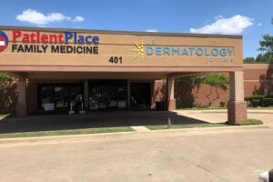 U.S. Dermatology Partners and Patient Place Family Medicine clinic exterior with address 401.
