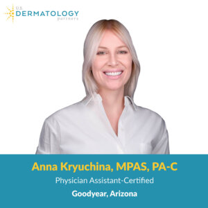 Anna "Anya" Kryuchina, PA, is a certified physician assistant providing dermatology skin care services to patients in Goodyear, Arizona.