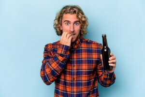 Man wondering about alcohol effects on skin