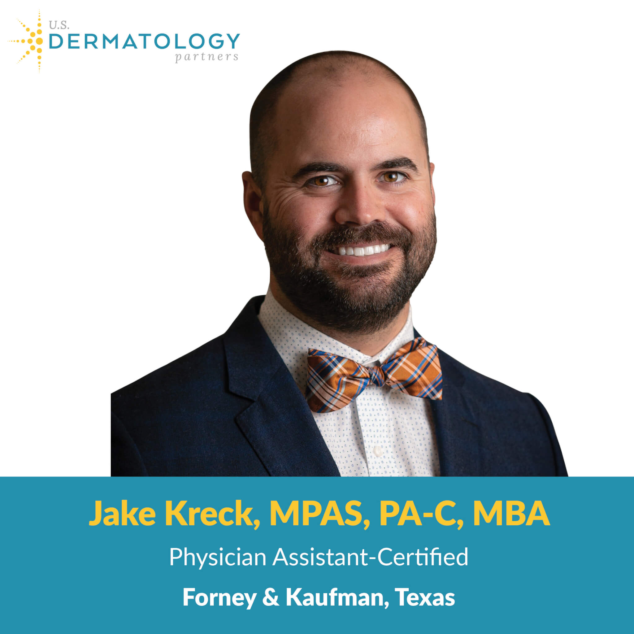 Jake Kreck, PA-C is a certified physician assistant at U.S. Dermatology Partners in Forney and Kaufman, Texas. Now accepting new patients!